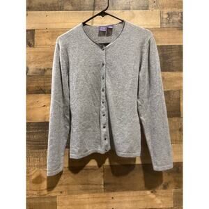 Vintage Women’s JM Gray 2-Ply Cashmere Button Sweater – Size Medium